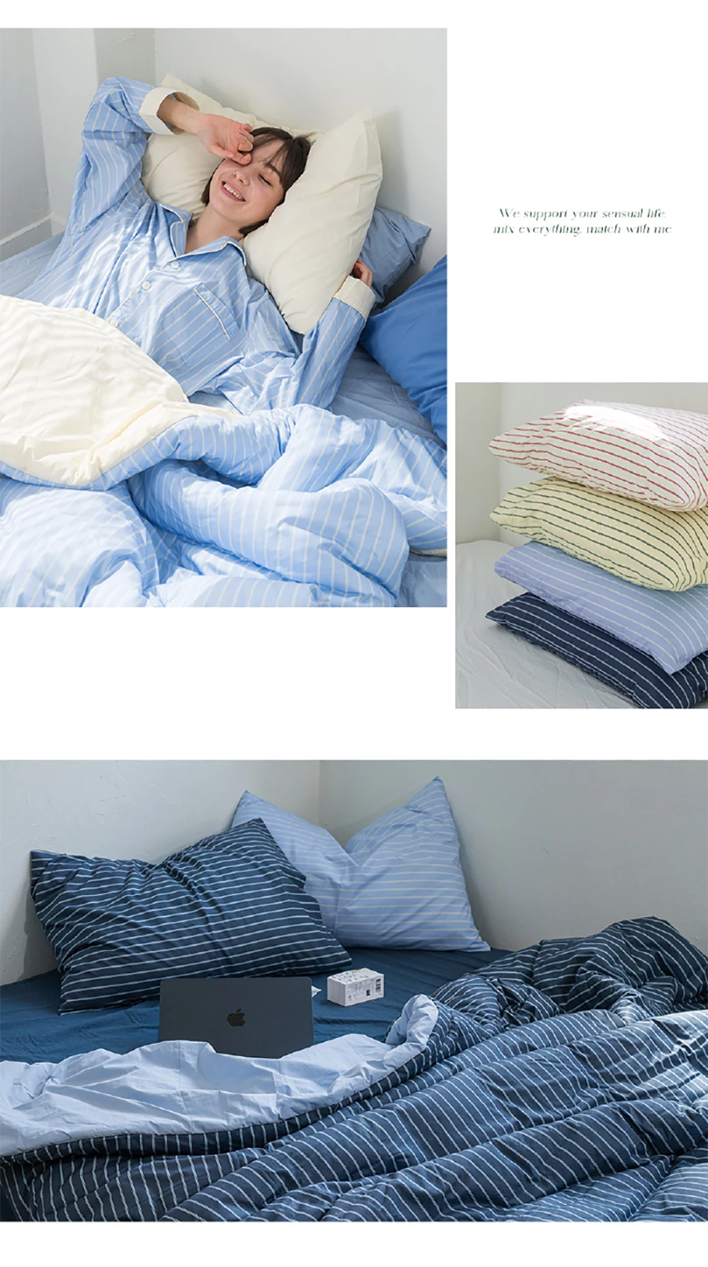 Hot Sale High Quality 4 Color Stripe Bedding Set Soft And Durable