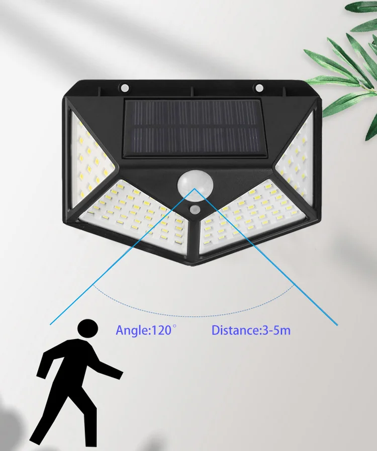 IP65 Waterproof home led solar light PIR motion sensor Outdoor lamp solar security wall light 100 led Solar Lights factory