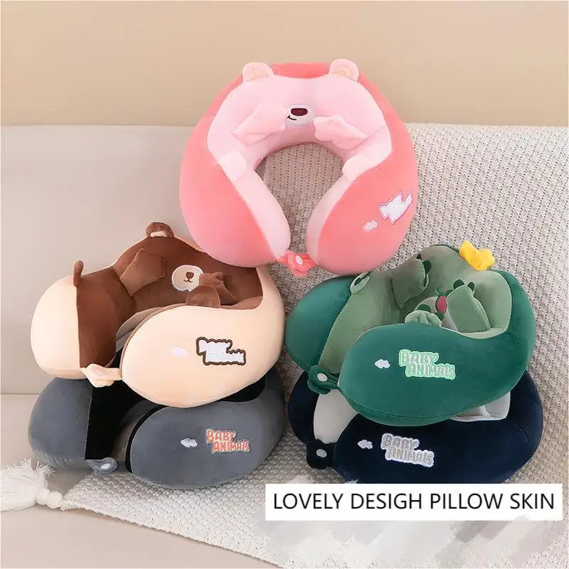 Hump U-Shaped Pillow with Green Dinosaur Embroidery