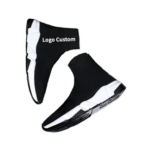 Women's Fashion Walking Sneakers Logo Custom Designer Low High Top Soft Sock Shoes for Men Autumn Height Increasing Low MOQ