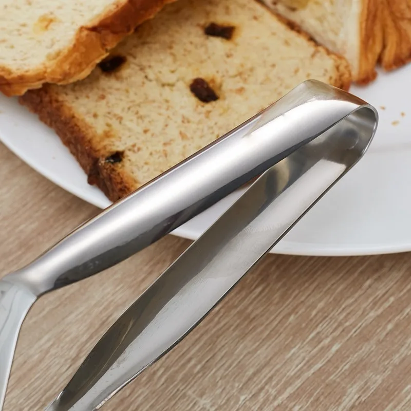 Bread Clamp Kitchen Gadgets Fried Shovel BBQ Clip Stainless Steel Barbecue Tongs