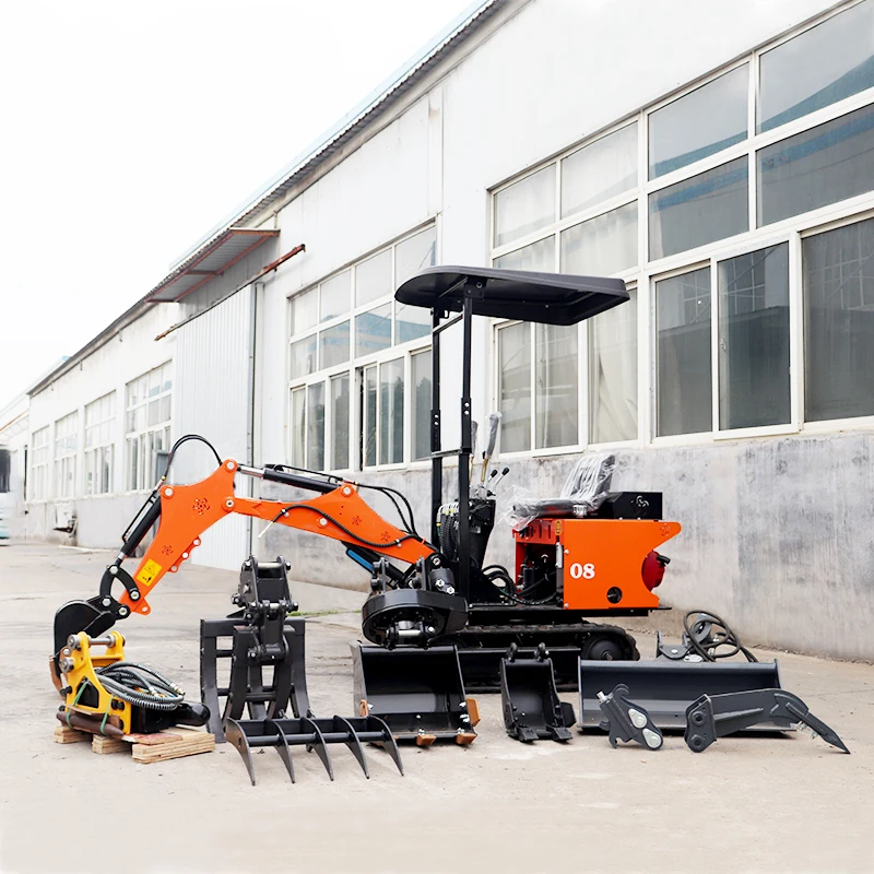 Máy đào phía sau Trung Quốc 0.8t Nhỏ nhất Minidigger Gia dụng 08 tấn Máy đào bò gầu vi mô với phụ kiện