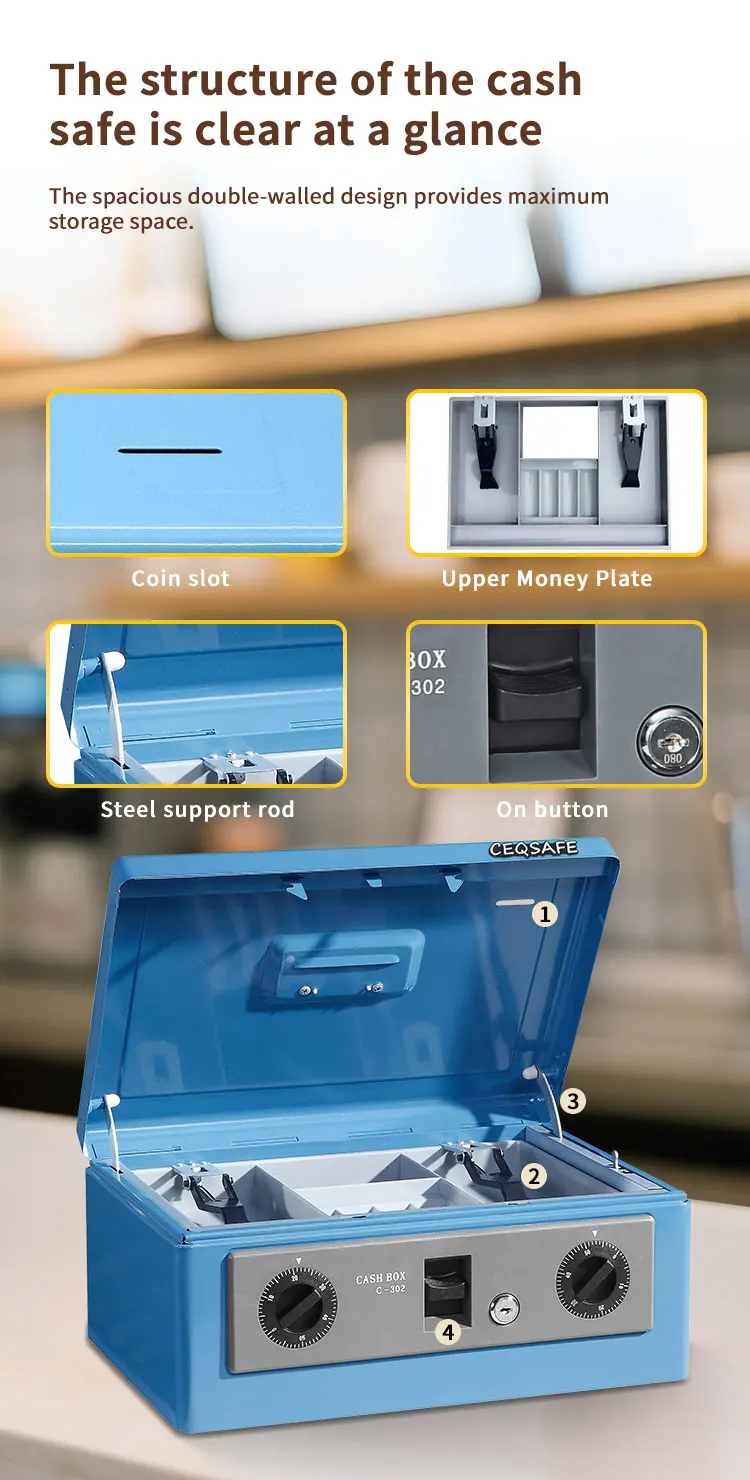 CEQSAFE Home Money Safe Box Metal Cash Box Electronic Deposit Money Box factory