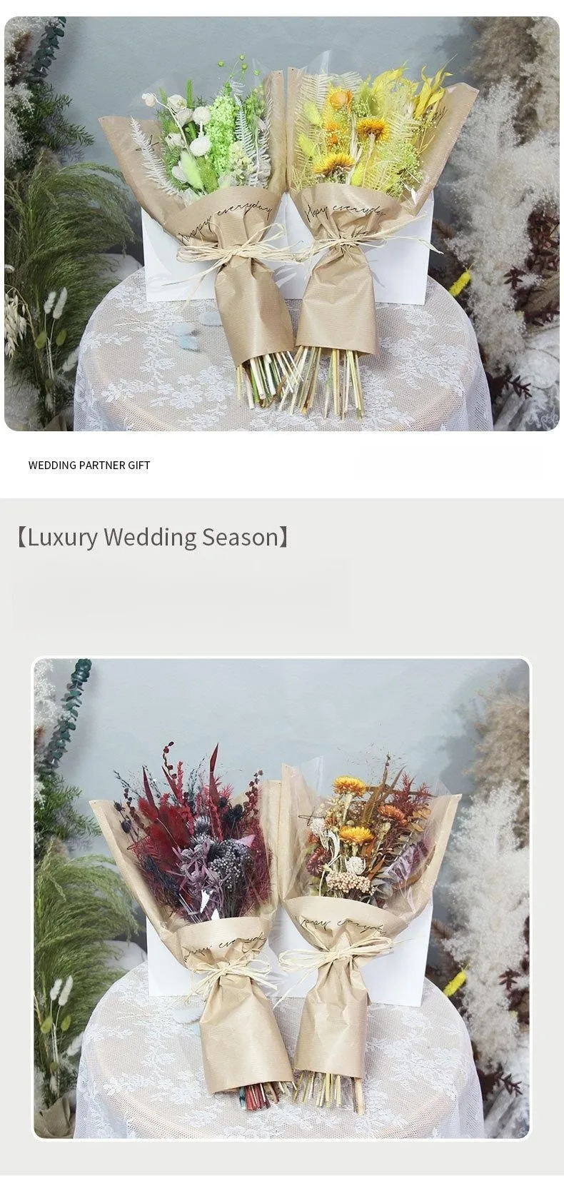 E324 Wholesale Price Dried Flowers Bouquet Dry Flower Valentine Decoration Dried Flower Bouquet