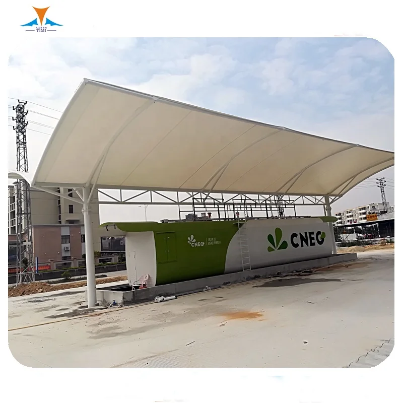 PVDF PTFE ETFE Fabric Tensile Membrane Structure Roof for the Gas Station