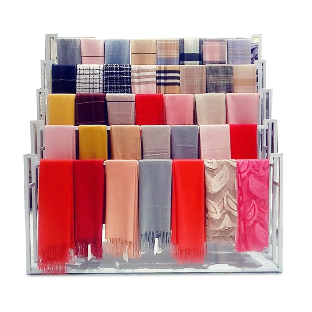 Professional Waterfall Carpet Rack Integrated with Tie Scarf Display Stand and Ceramic Showroom Rack