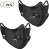 2 black face masks