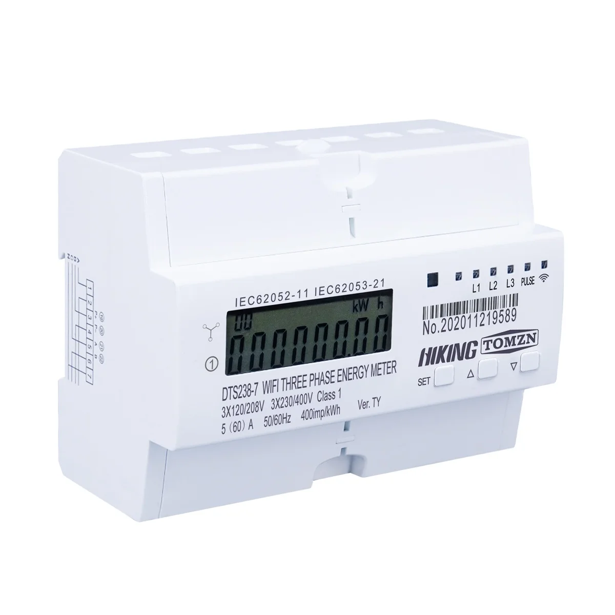 ZMAI-90 220V/110V AC 50Hz/60hz Tuya APP Single Phase Din Rail WIFI Smart Energy Meter Power Consumption kWh Meter Wattmeter