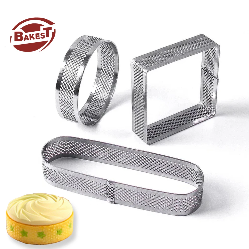 Bakest Food Grade Stainless Steel Round Bakeware Dessert Tools Tart Ring Perforated