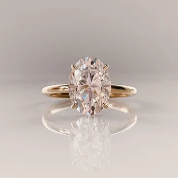 KIBO 2021 Hot Sale Engagement 10k Solid Gold 2CT Oval Moissanite Diamond Rings