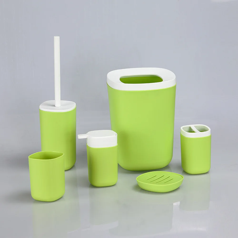 Luxury Hotel Black Bathroom Accessories Set 6 Pcs Plastic Toilet Toilet