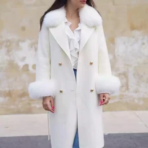 OEM Custom Fashion Casual Women Autumn Winter Wear Coat Clothes Double Breasted Long Wool Coat Lady Long Sleeve Overcoat Jacket