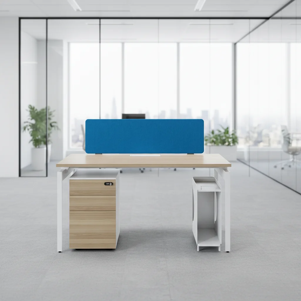 Office Wood Workstation Aluminum Frame Integrated Cable Management Modern Standing Desk Design Professional Desk 6
