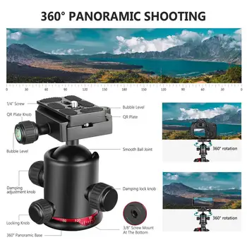 NEEWER 79 Inch Camera Tripod Monopod with Center Column and Ball Head Aluminum Horizontal Tripod Overhead Camera Mount for DSLR product image