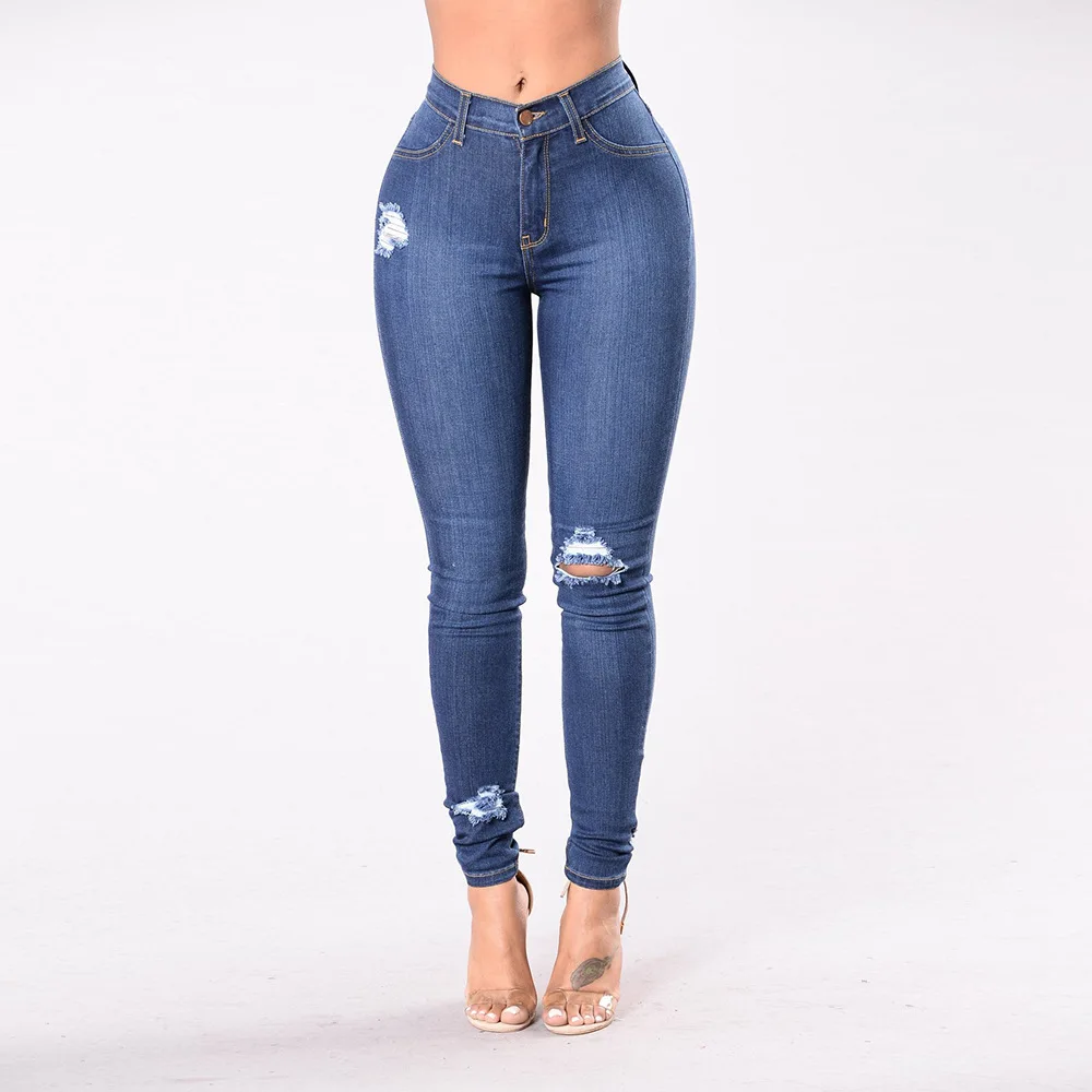 Vaqueros Ajustados Rotos Para Mujer,Pantalones Pitillo De Cintura Alta Para  Novia,Vaqueros Desgastados Con Cintura Elástica - Buy Las Mujeres Roto  Vaqueros,Las Mujeres Pantalones Vaqueros De Cintura Alta,Mujer Denim  Pantalones De Lápiz Product