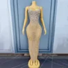 Nude mesh with silver crystals