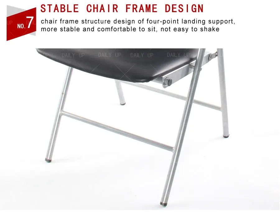 PU Leather padded Seat Folding Chair With Tablet And Book Holder Foldable Office Computer Chair For Meeting Reference Training