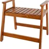 Teak bathroom stool with armrests