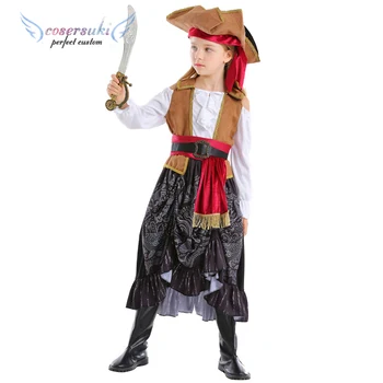 Halloween kids cosplay Viking Pirate captain fancy dress costume two-piece dress stage performance clothing