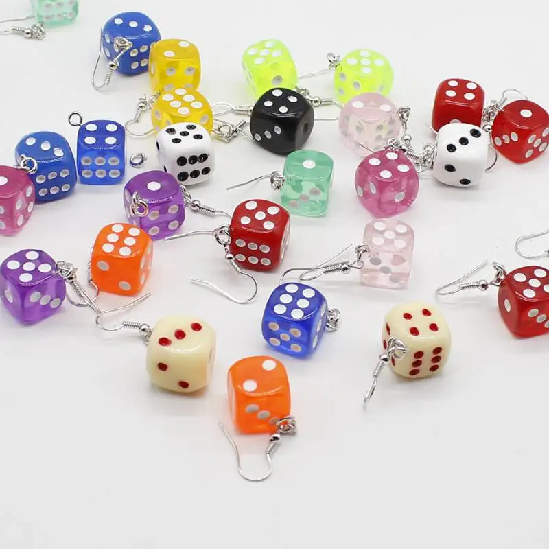 Zooying Fun 3D Dice Pendant Earring Tassel Casino Women Candy Color Personality Fun Jewelry Gift