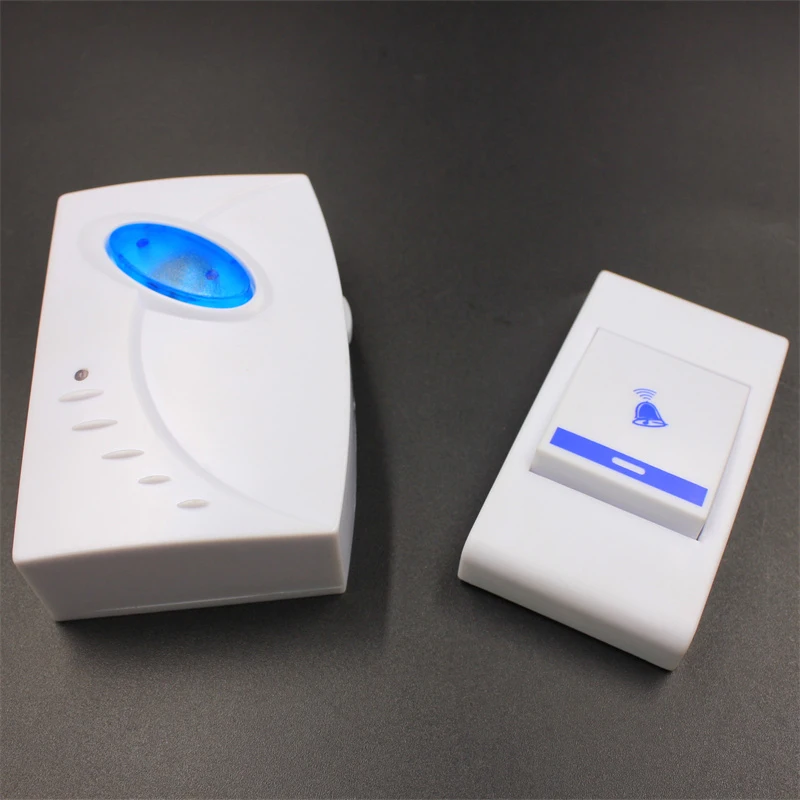 LUCKARM Blue Simple Design Battery Doorbell Wireless Door Bells 32 Melody 100M