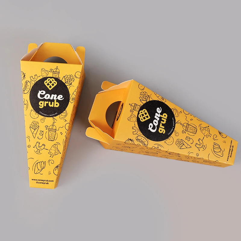 Biodegradable Bubble Waffle Crepes Box Paper Holder Cone Container Food & Beverage Packaging Pizza Box