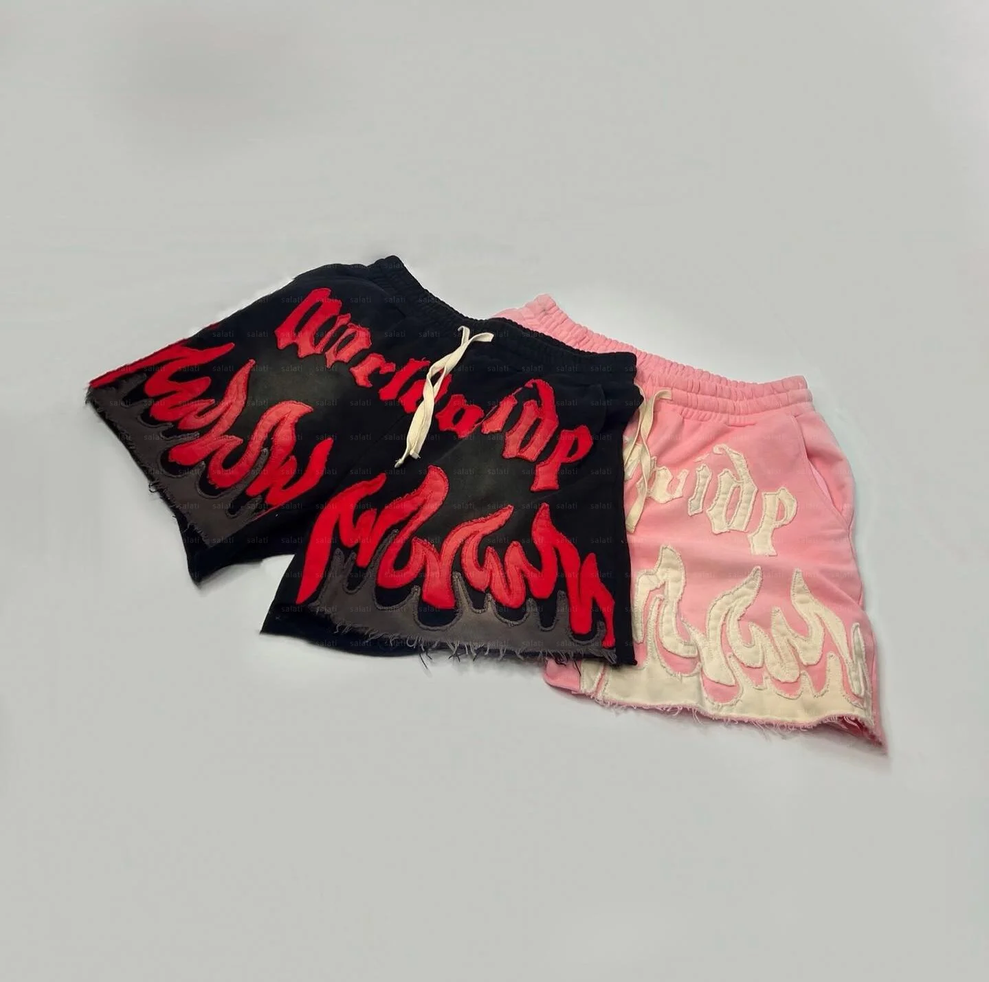 Streetwear Sweat Short Custom Sun Faded Cotton French Terry Applique Patch Embroidery Distresses Vintage Acid Wash Short for Men gallery 4