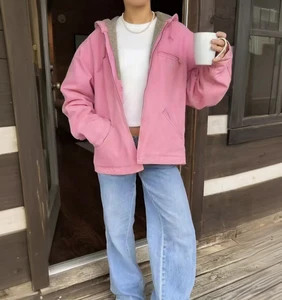 Custom Fleece Lined Hooded Work Jacket the Bran Jacket Female Heavy Duty Outdoor Warm Winter Coat Durable Casual Outerwear