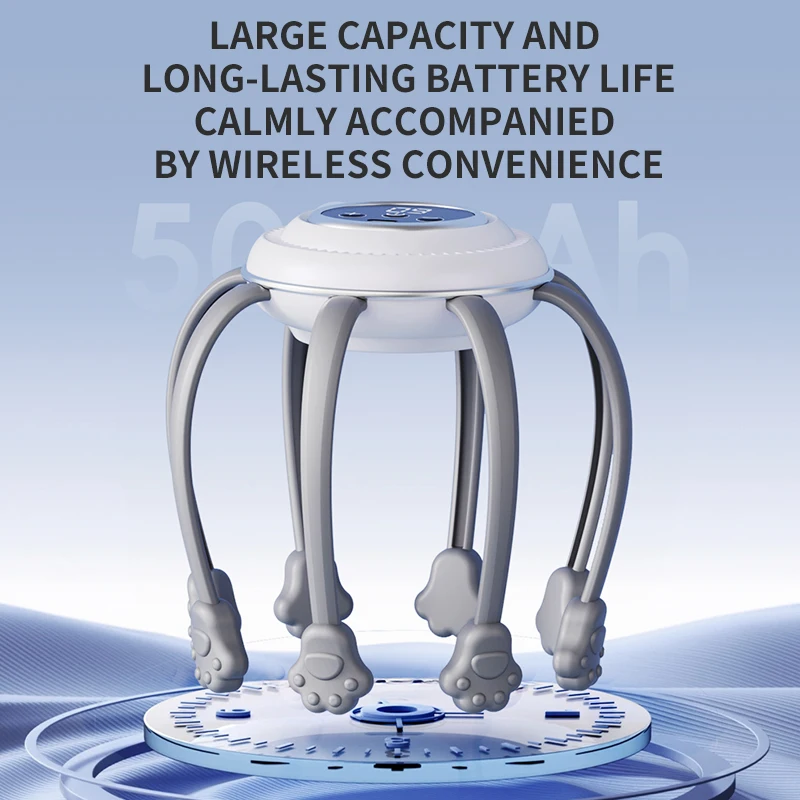 Automatic 10 Heads Finger Rechargeable Smart Vibration Spider Head Massage  Tool Vibrating Octopus Electric Scalp Head Massager