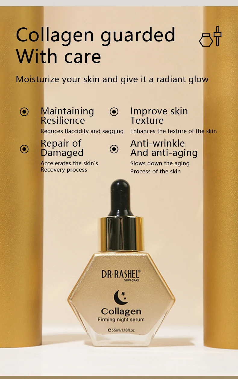 For DR RASHEL Revitalizing Night Serum Oily Combination Skin Collagen Firming Lightening Moisturizer Anti-Aging Whitening Aging