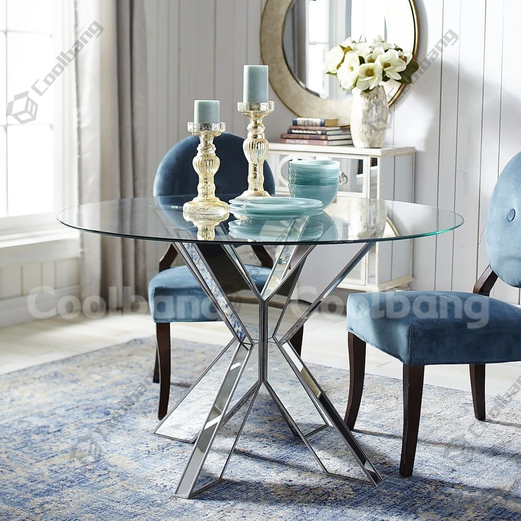 Modern Style Dinner Room Round Mirrored Glass Dining Table Buy Dinning Table