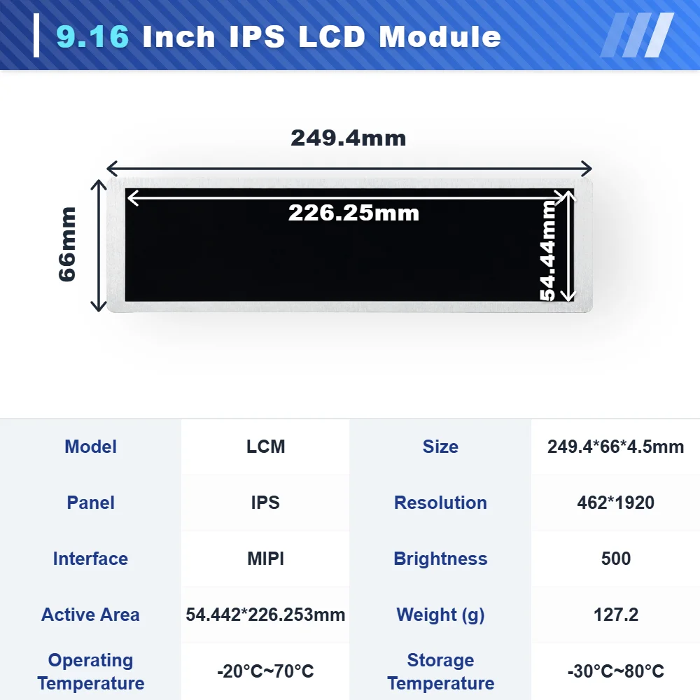 WEITAI 9.16 Inch TFT IPS LCD Module with RGB EDP 462x1920 Resolution 500cd/m Brightness for In-Vehicle Displays/Smart Home details