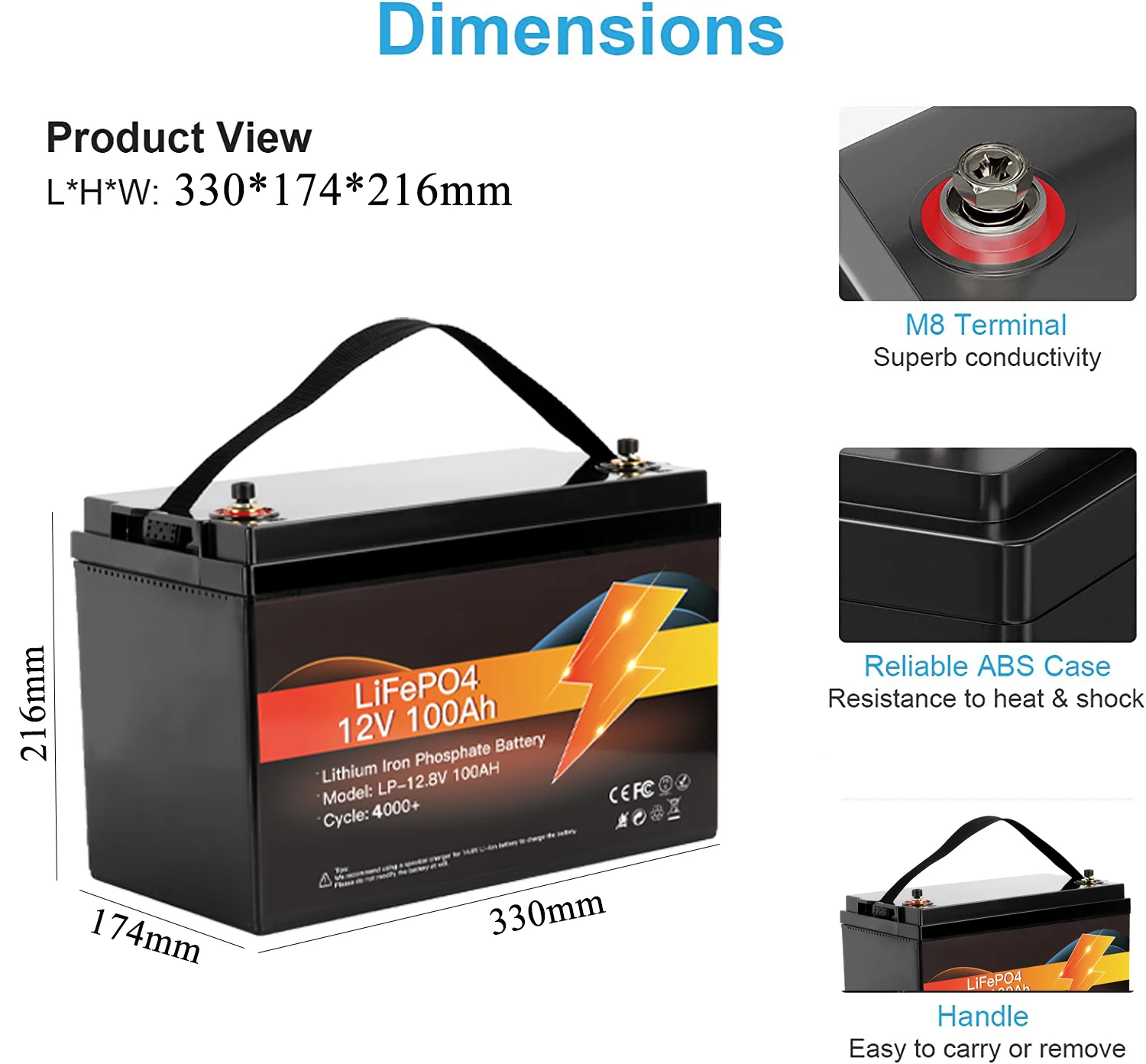 Avepower Oem Rechargeable Solar Lithium Ion Battery 12v 100ah Lifepo4 ...