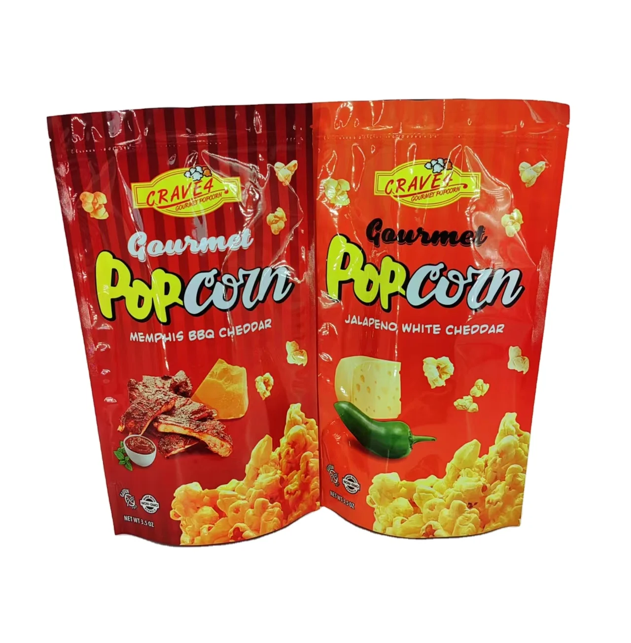 Custom Printed Aluminized Foil Smell Proof Plastic Packaging Pouch Zipper Popcorn Packaging Bags