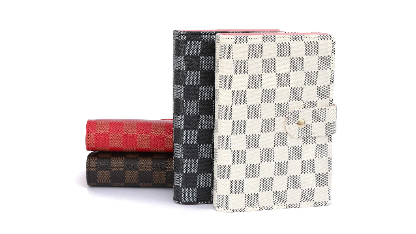 Source Custom A6 PU Leather Hardcover Checkered 6 Ring Budget