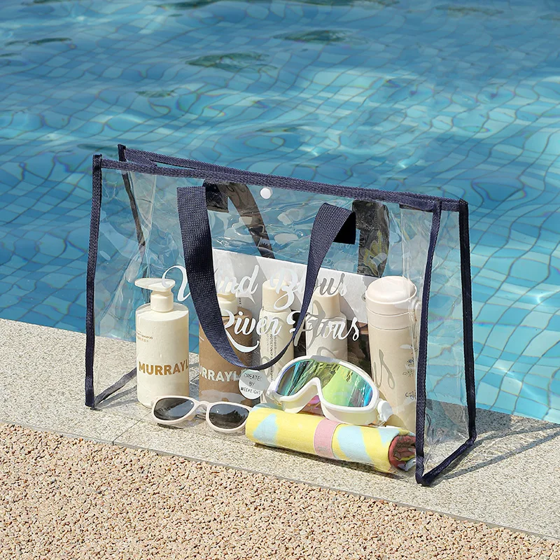 Multifunction Transparent Beach Bag Swimming Clear PVC Portable Large Storage Bags Organizer Custom Beach Bags