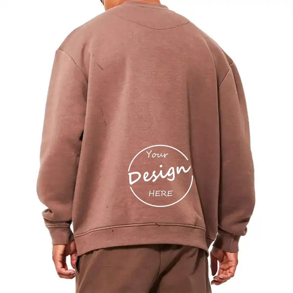 JL1214A Heavyweight French Terry 3D Embossed Sweatshirt Streetwear Embossed Crew Neck Sweatshirt Men