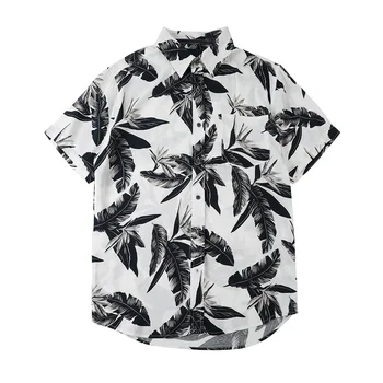 Factory direct sale accept custom cotton floral holiday western mens hawaiian shirts in black and white