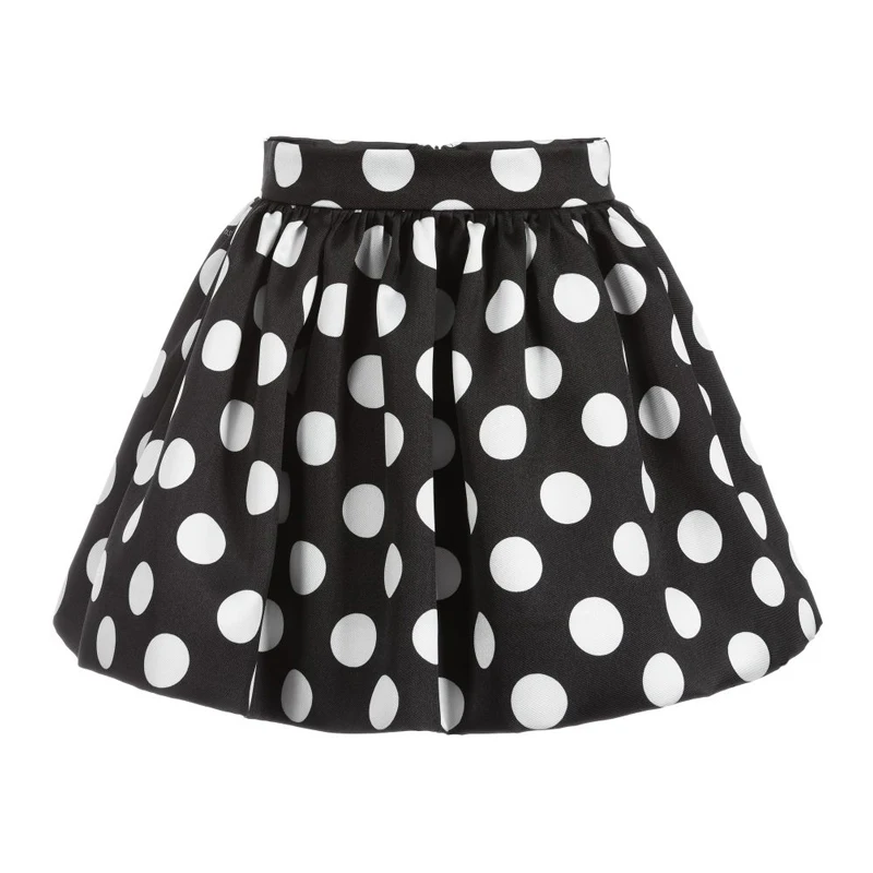 Customized sizing black and white polka dots short skirt for fat girls