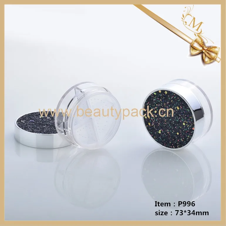 Jar Loose Powder High Quality Empty Round Glitter Cap Plastic 10g Loose Powder Jar With Sifter