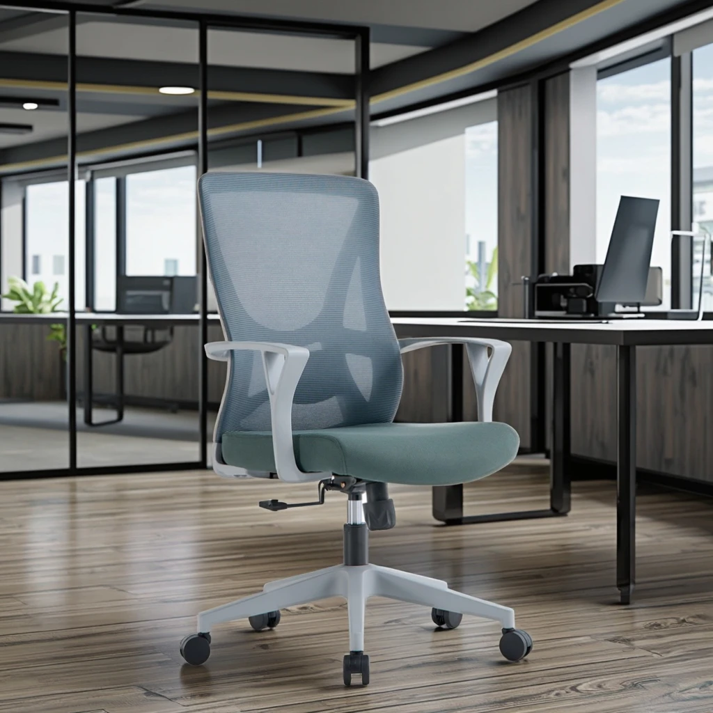 Simplified Wingback Chair Eco Material Reinforced Back Mesh Support Cost-Effective Seating Solution 6