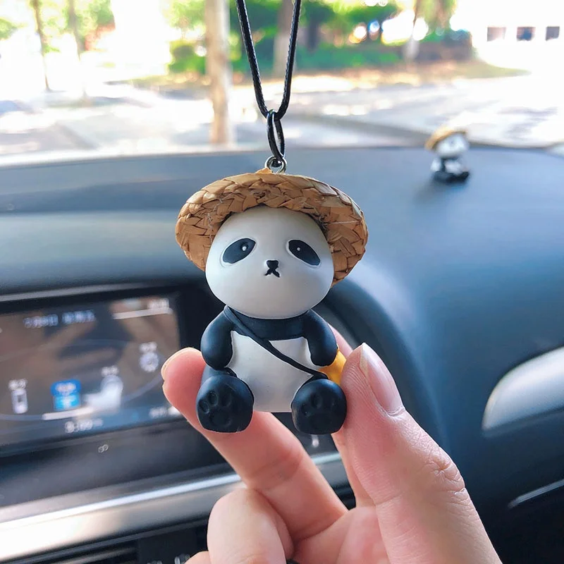 Decorazione da appendere all'auto, a forma di panda oscillante, accessorio da appendere per specchietto retrovisore, divertente decorazione per auto, ciondolo per auto, altalena da appendere
