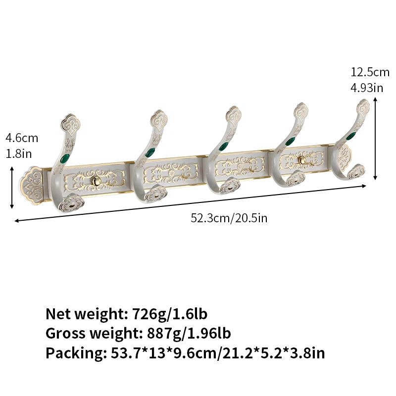 Coat Rack Wall Mounted Wall Hooks for Hanging Zinc Alloy