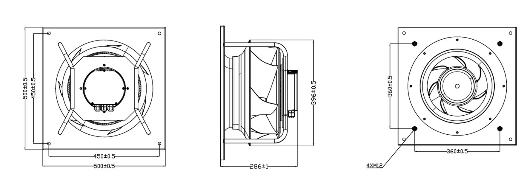 Centrifugal Fan, SF355, 420x242mm, 380V, Aluminum - detail 12