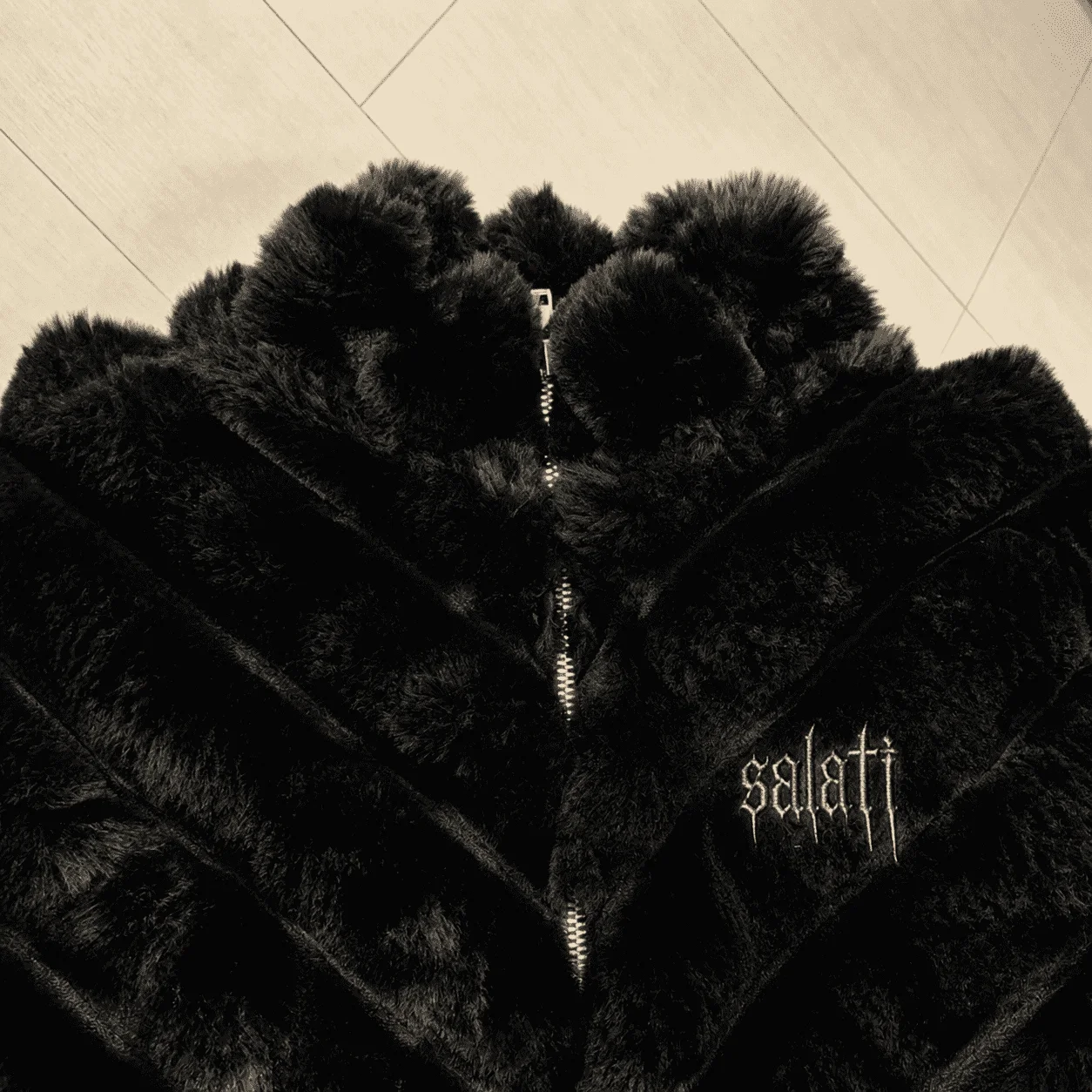 Vintage Street Style Black Short Plush Jacket Oversized Baggy Zip up Men Casual Fashion Trendy Outerwear Long Sleeve Coat gallery 4