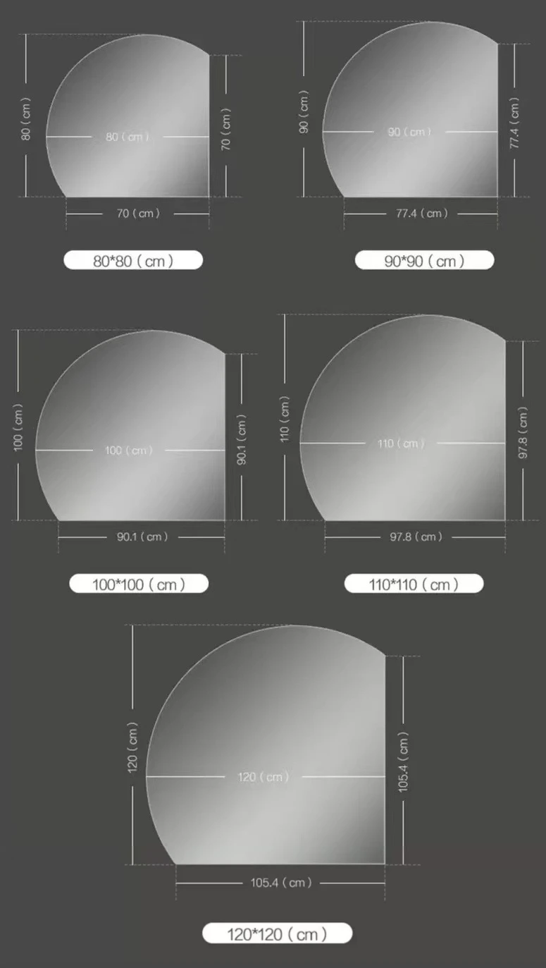 product large home decor wall irregular shape led mirror half moon big smart touch screen bathroom mirror with back light-10