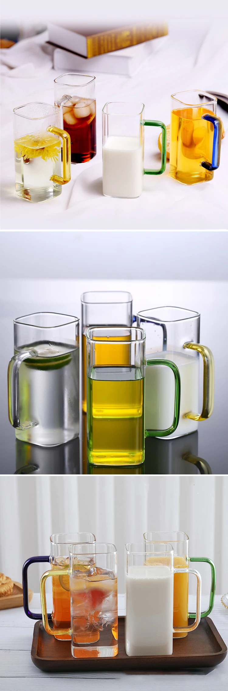 Cheap And Good Quality High Borosilicate Glass Cup Set Of 6 Square