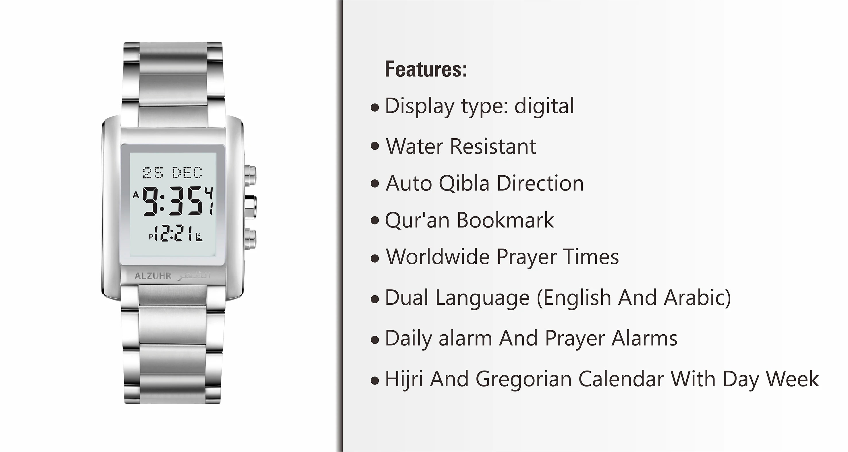 New Setting Hijri Calendar Reminder Prayer Time Watch With Arabic And 