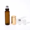 Amber bottle body +gold cap + transparent glass beads