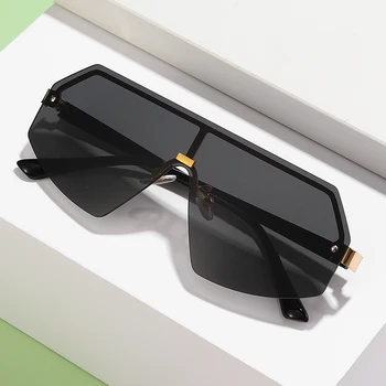 Half Rim Oversized Big Frame Shades Sunglasses Women Luxury 2024 Oversized Sunglasses
